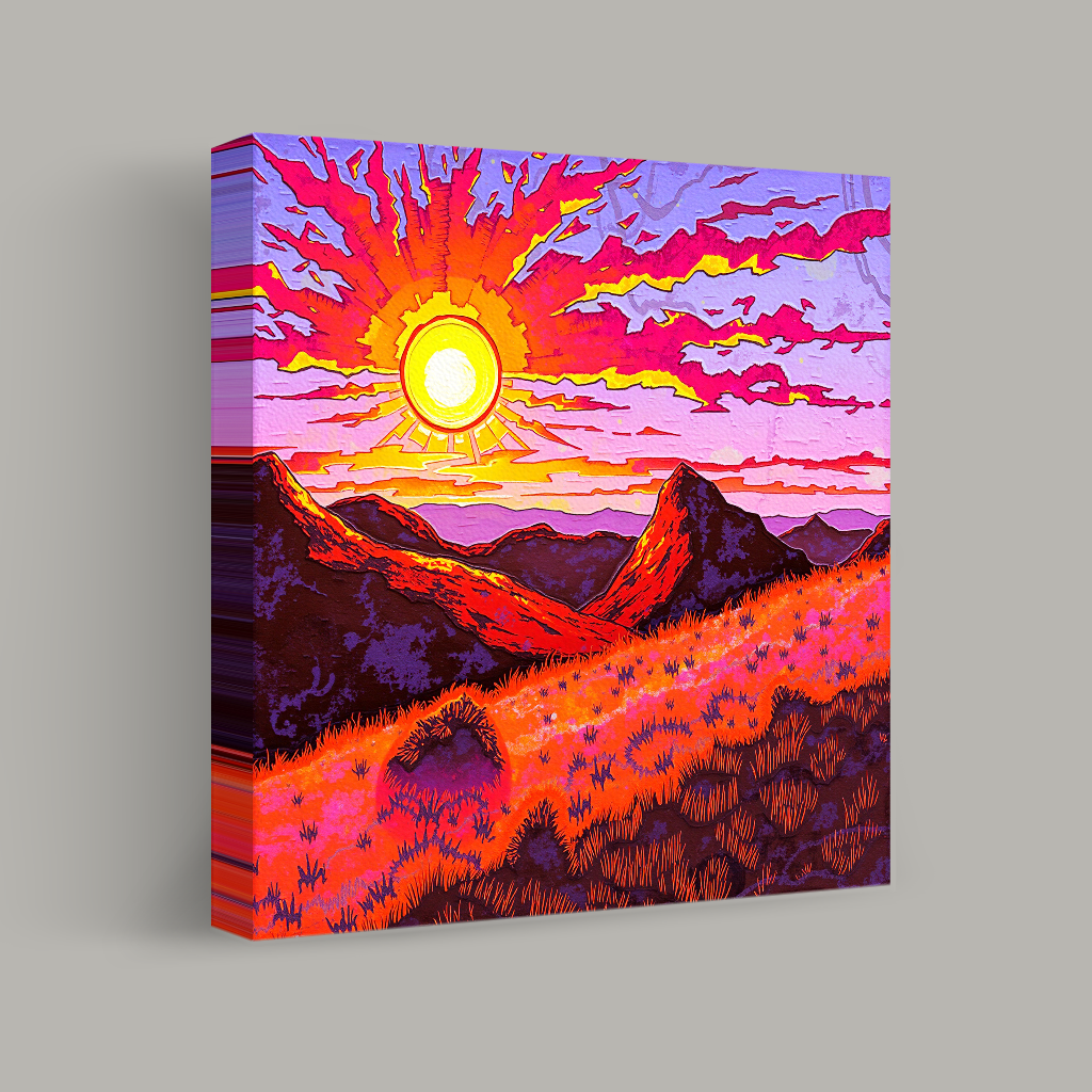 Radiant Dusk Over Mountains view 1