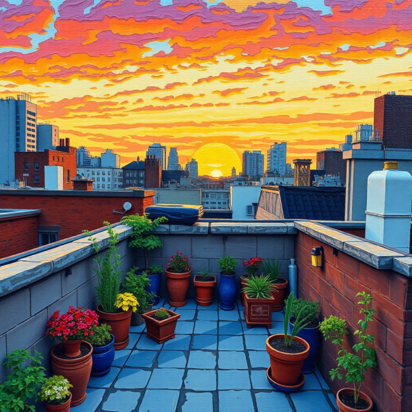 Rooftop Oasis at Sunset