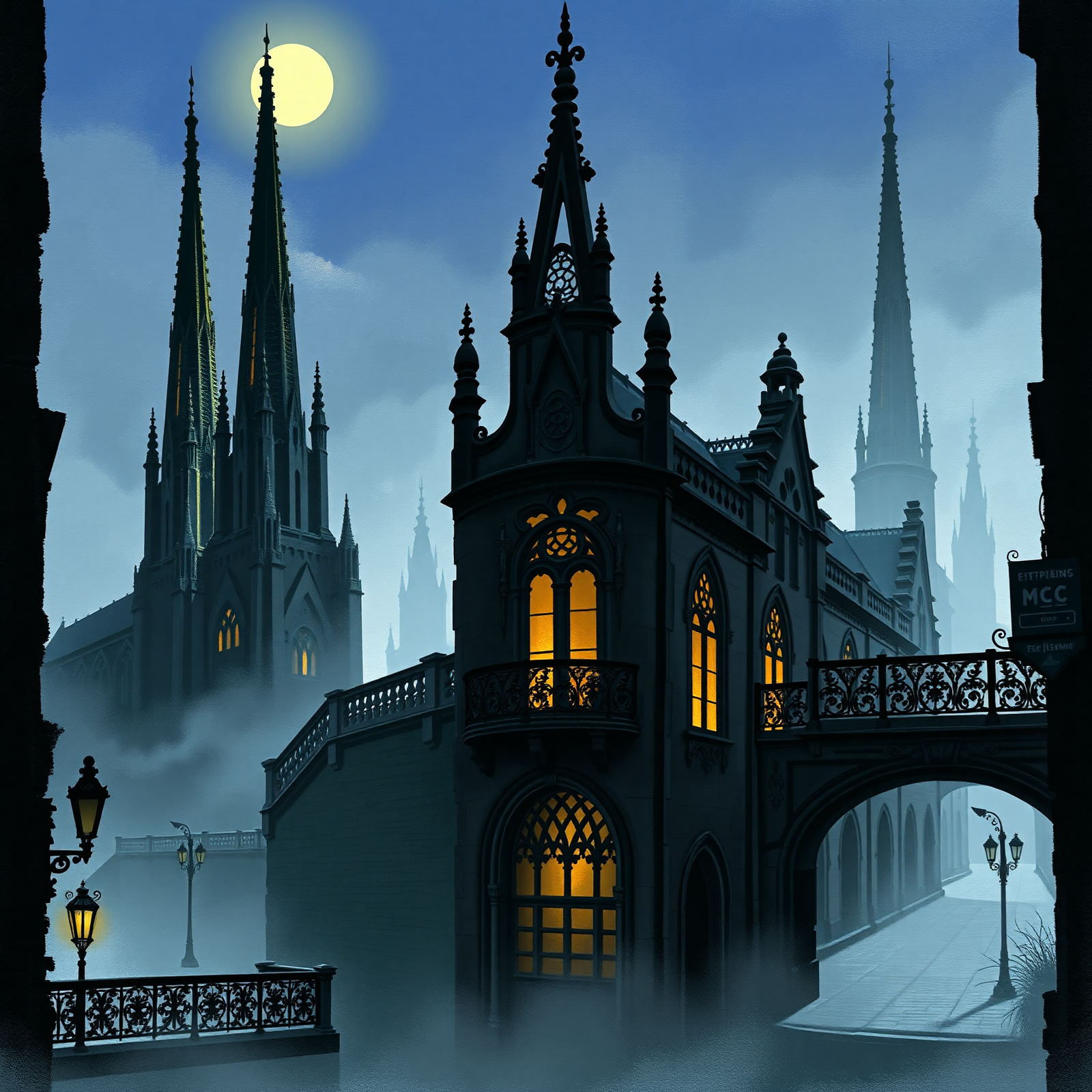 Moonlit Gothic Towers view 2