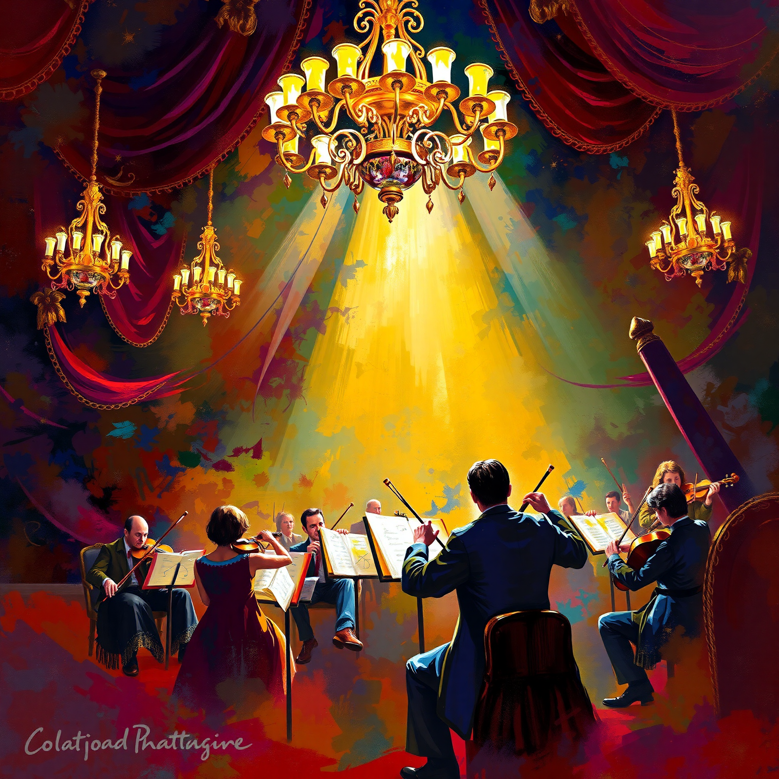 Orchestra Under Chandelier view 2