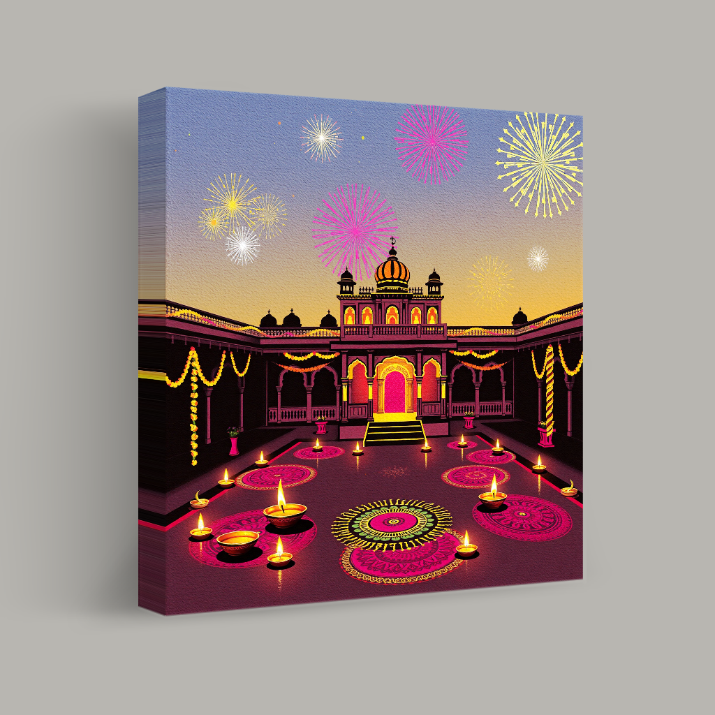 Diwali Celebration in a Palace Courtyard view 1