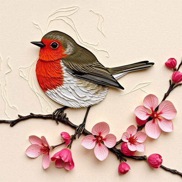 Perched Among Blossoms