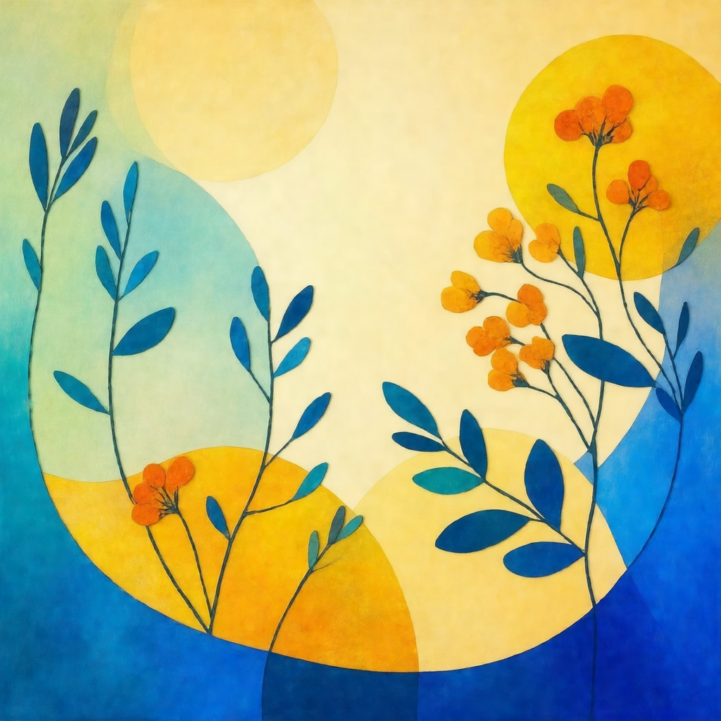 Blossoms Under Sunlit Circles view 2