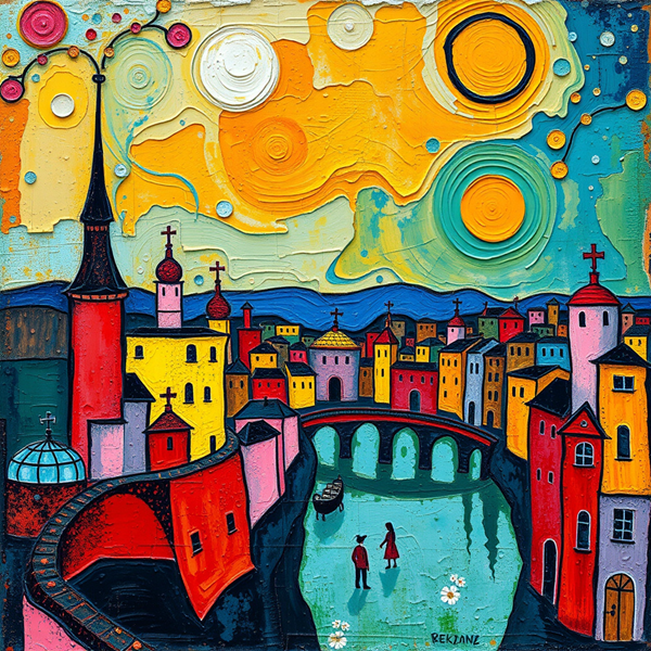 Twilight Over the Vibrant Town