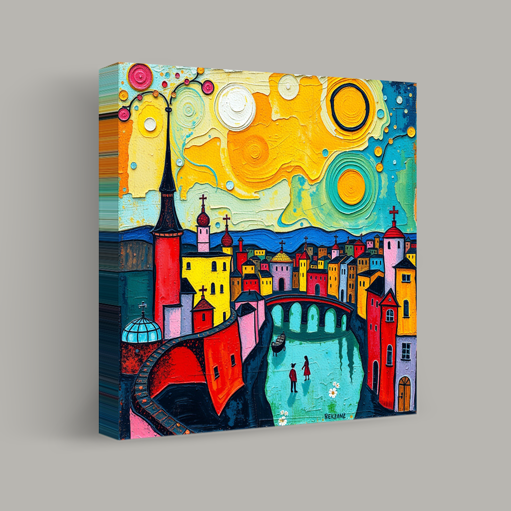 Twilight Over the Vibrant Town view 1