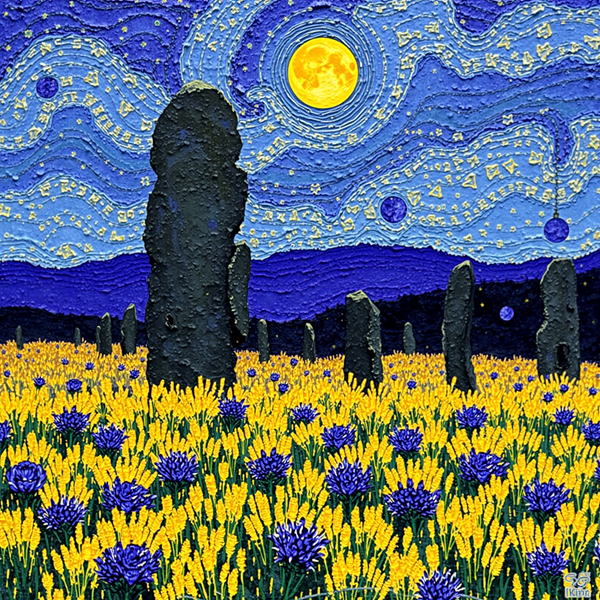 Siluetas de medianoche en un campo estrellado