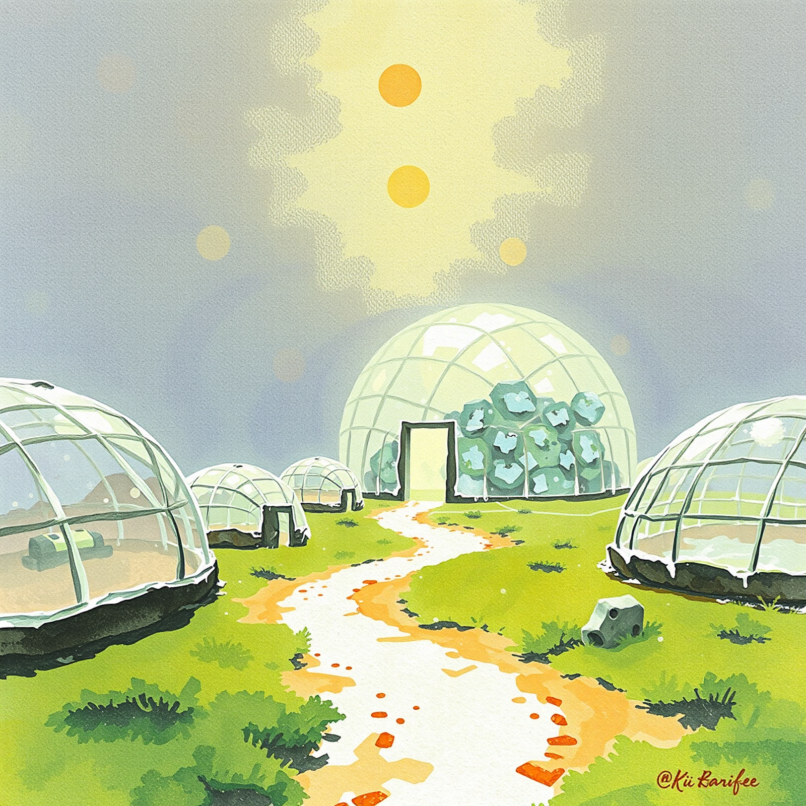 Jardín bajo soles gemelos vista 2