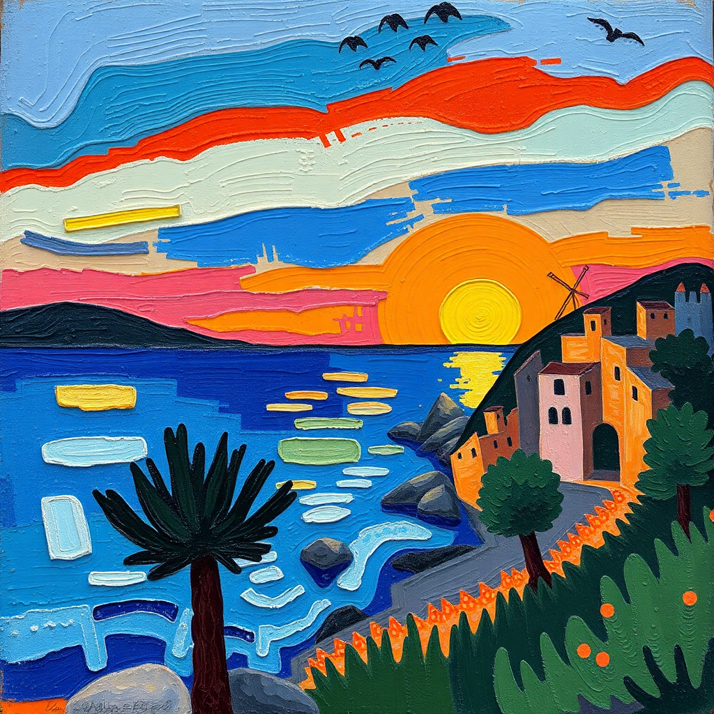 Sunset Over the Coastal Village view 2